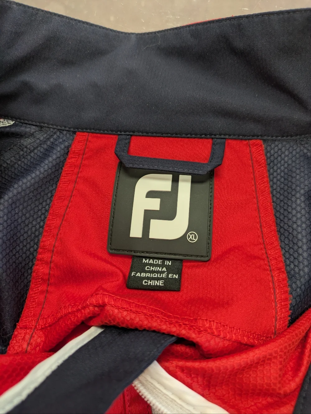 Footjoy GOLF Red and Navy Half-Zip Pullover Jacket - Picture 4 of 5
